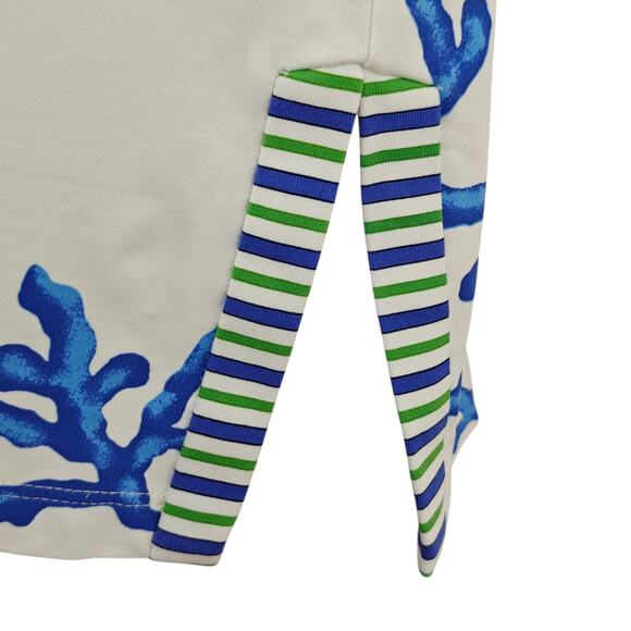 J McLaughlin Catalina Cloth Tunic Top Size Small Blue Coral Print Beach Coastal - Picture 6 of 9